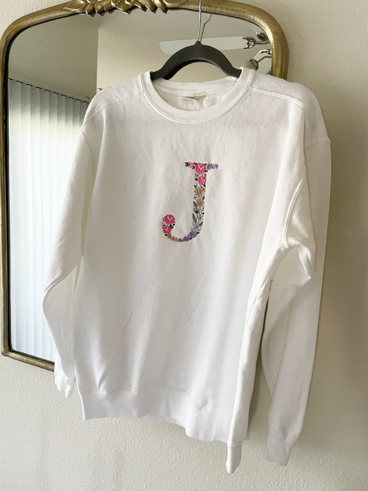 SillyDreamerCo Floral Letter Sweatshirt